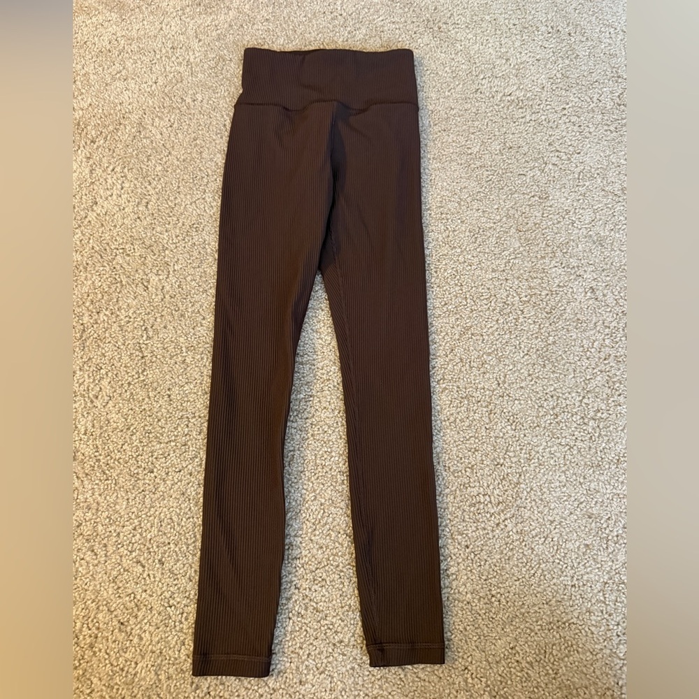 Athleta Chocolate Ribbed High-Waist Leggings